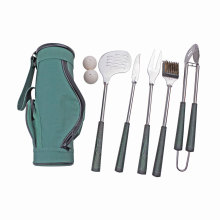 7-teiliges Golf geformte BBQ Grillen Werkzeug Set mit Tragetasche, Golf-Griff Set Grillen